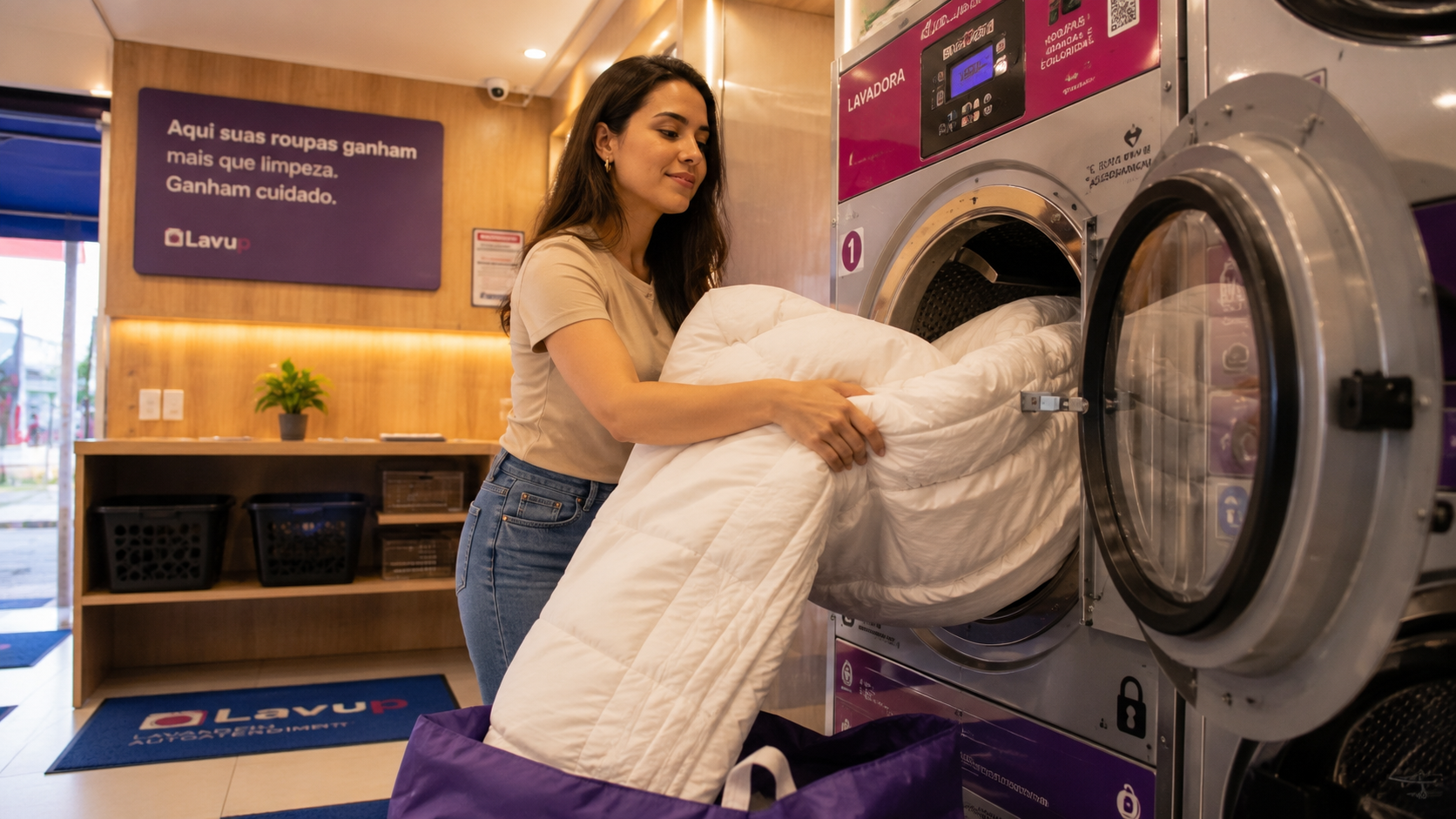 Moradora com roupas e pe&ccedil;as grandes para lavar